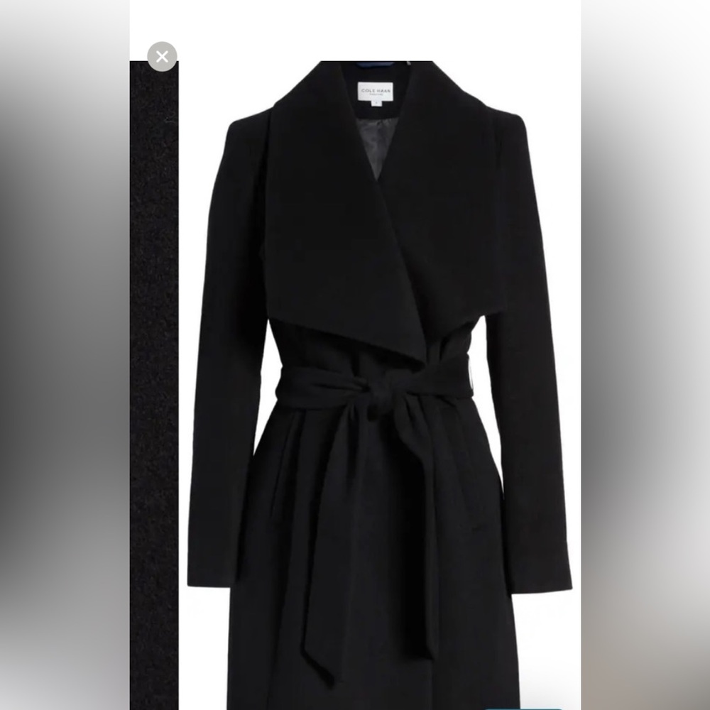 Cole Haan Elegant Black Wrap Coat size 12 NWT - Picture 2 of 3